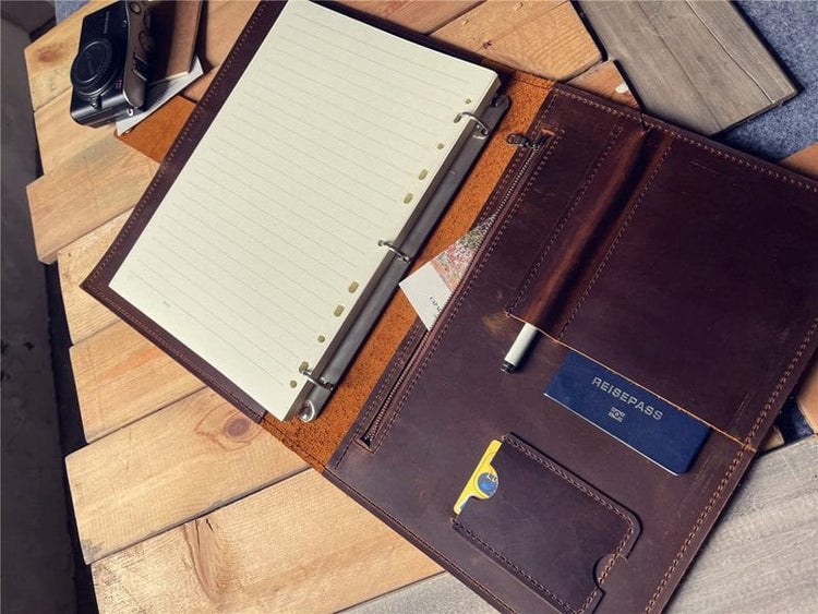 Personalized Zippered Pocket Refillable Leather Journal For Men