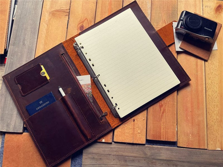 Custom Personalized Zippered Pocket Refillable Leather Journal