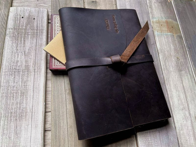 Large Dark Coffee Leather Bound Art Journal