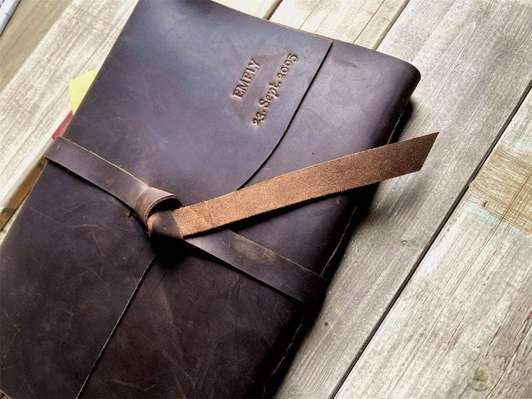 Custom Dark Coffee Leather Bound Art Journal