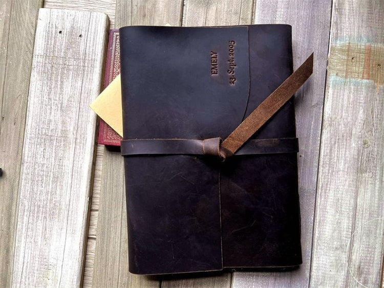 Dark Coffee Leather Bound Art Journal For Him