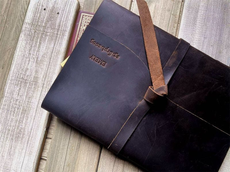 Dark Coffee Leather Bound Art Journal For Her