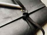 Mens Personalized Black Leather Wrap Journal
