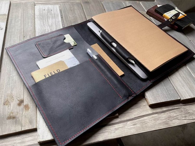 Handmade Black Leather Case Sleeve for Macbook Pro Air 14 15 16 M2 M3