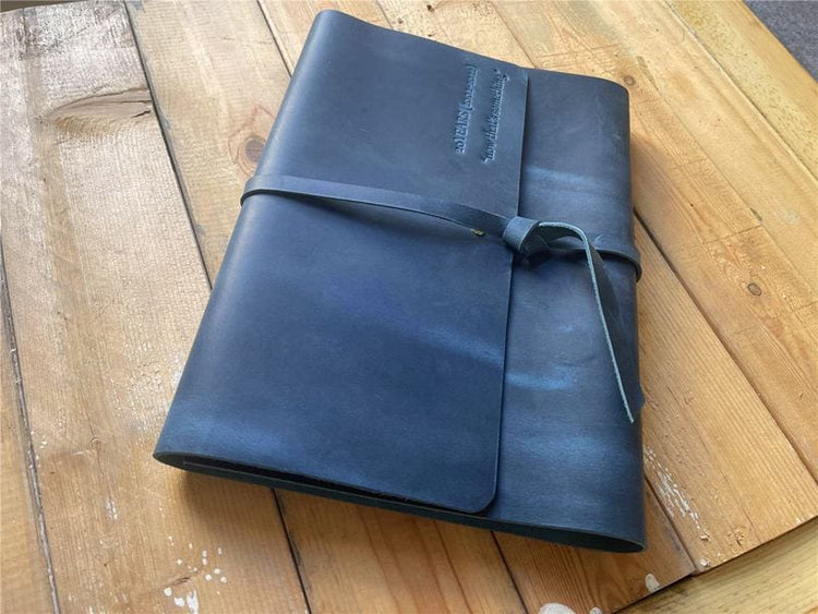 Personalized Custom Blue leather Bound Journal