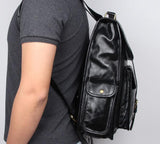 mens black leather backpack purse bag