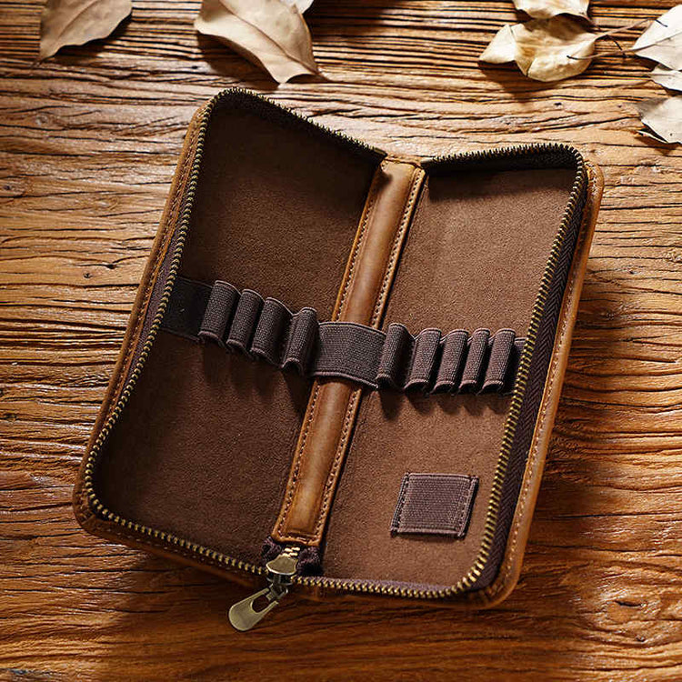 Handmade leather pencil box holder