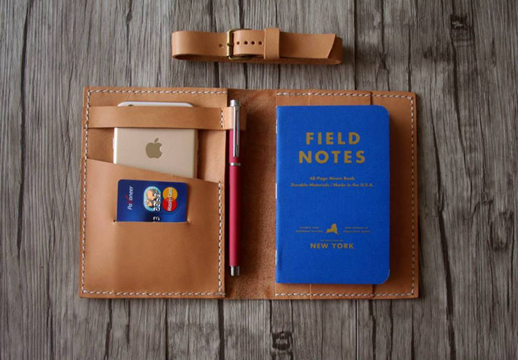 leather wallet for passport and field notes
