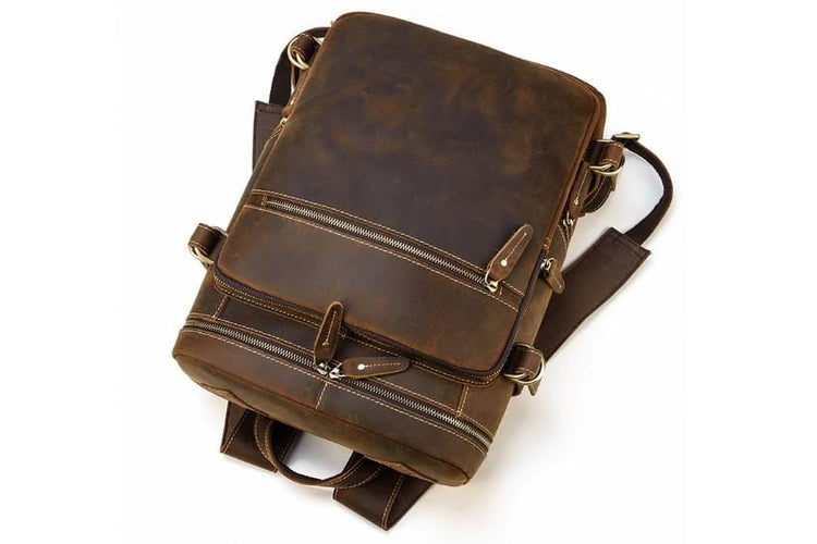 small leather backpack