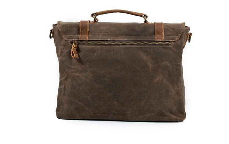 Mens Coffee Canvas and Leather Messenger Bag