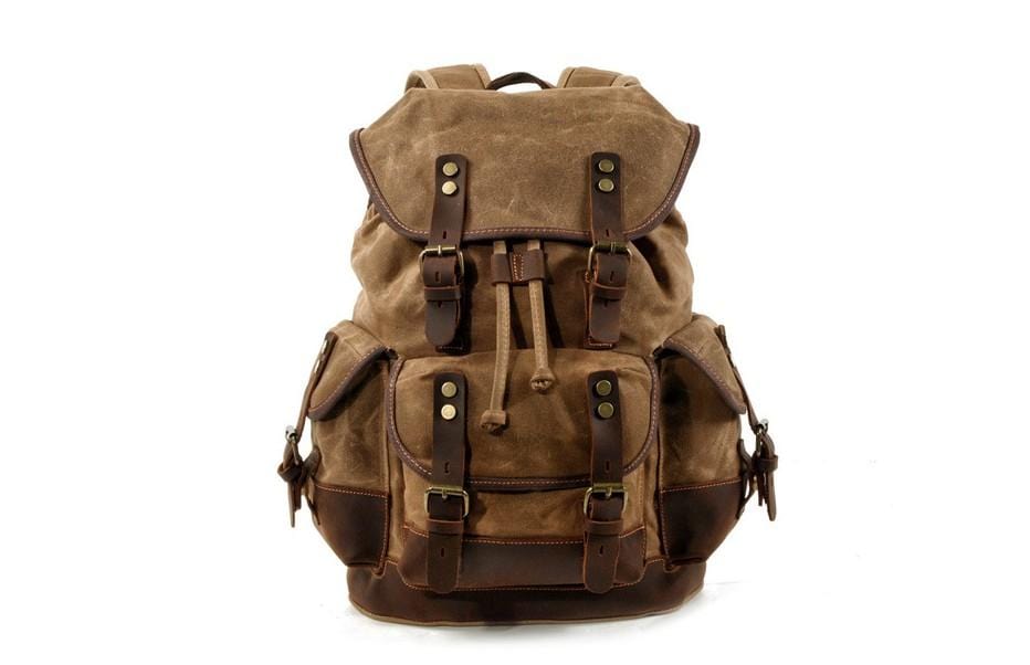 Army Green Womens Waxed Canvas Backpack Purse Bag – LeatherNeo