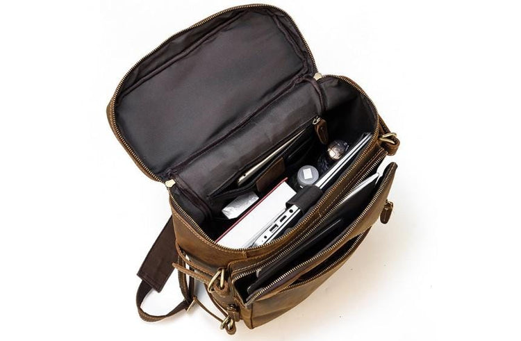 brown womens leather backpack purse bag