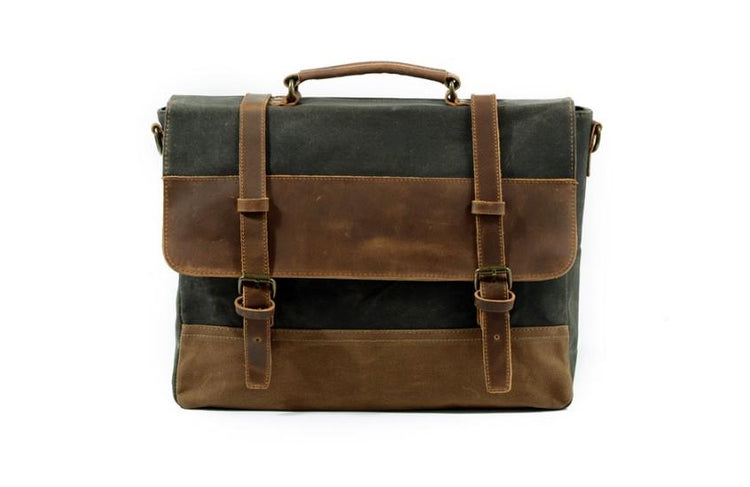 Mens Dark Grey Canvas and Leather Messenger Bag