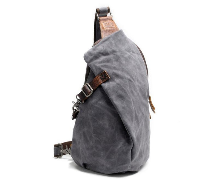 grey canvas chest bag