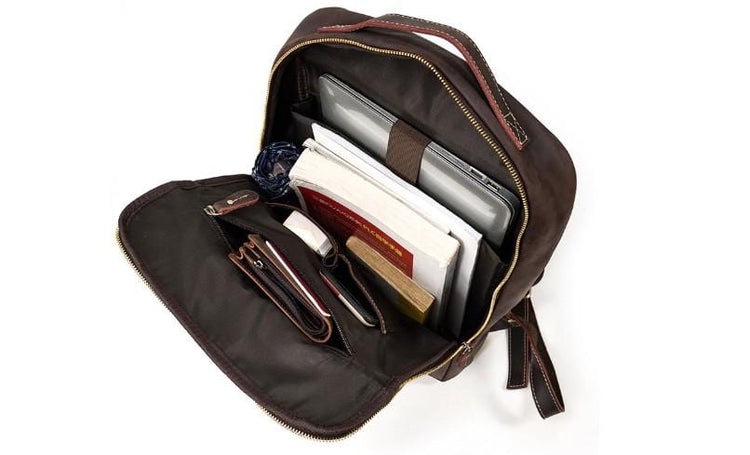 distressed leather backpack