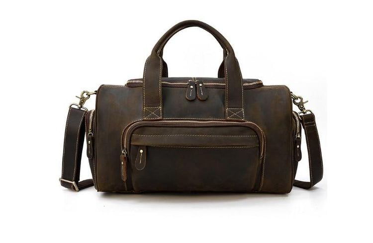 mens leather weekend travel bag