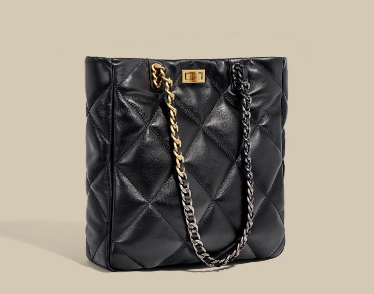 Black Leather Tote Handbag