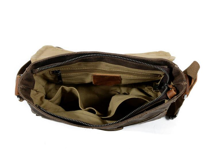 grey mens canvas messenger bag