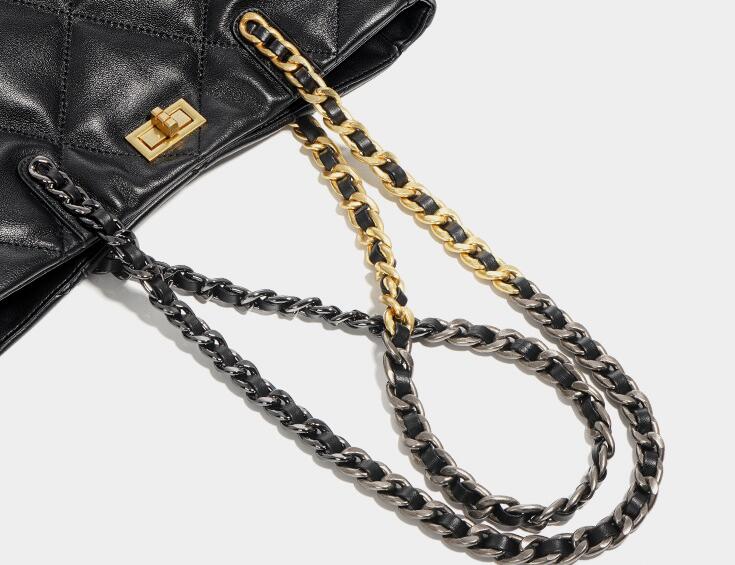 Handmade Black Leather Tote Handbag