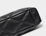 Suede Black Leather Tote Handbag