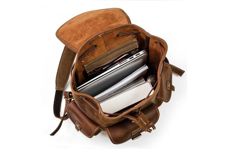 brown leather large backpack purse for women & men