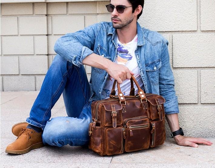 womens leather luggage duffel