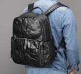 Elgant Large Black Leather Backpack Purse For Men
