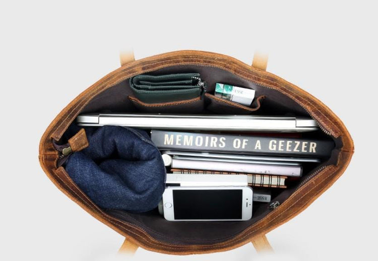 handmade leather tote bag