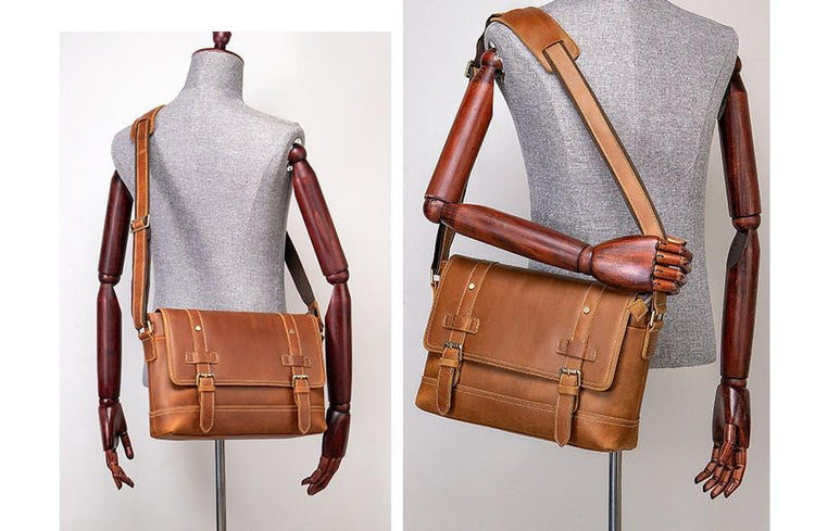 vintage leather messenger