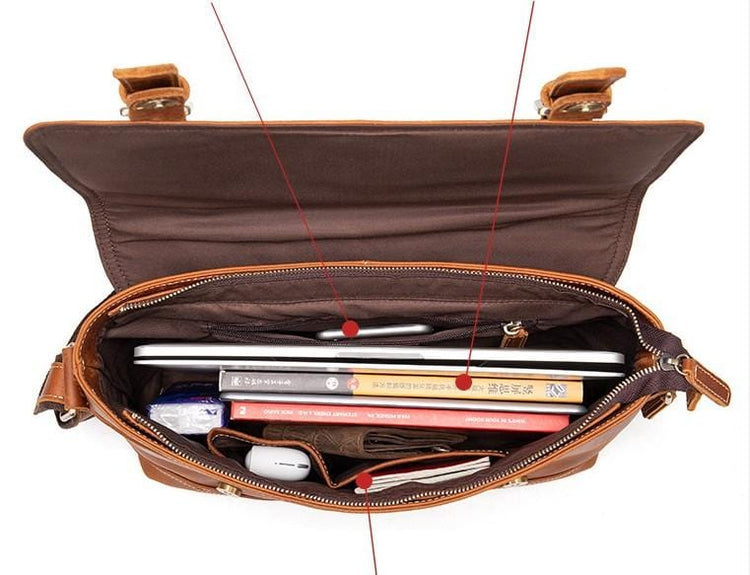 16 inch leather messenger bag