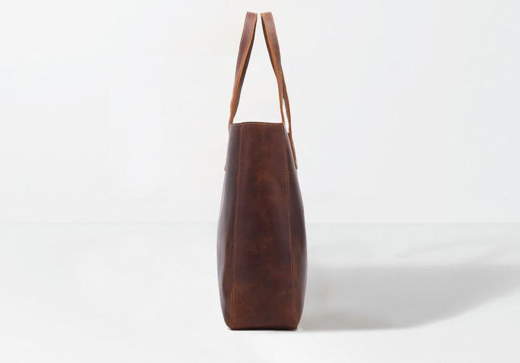 handmade brown leather tote bags