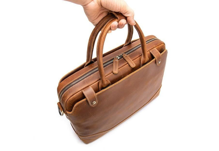 Sac porte-documents en cuir vintage pour homme marron