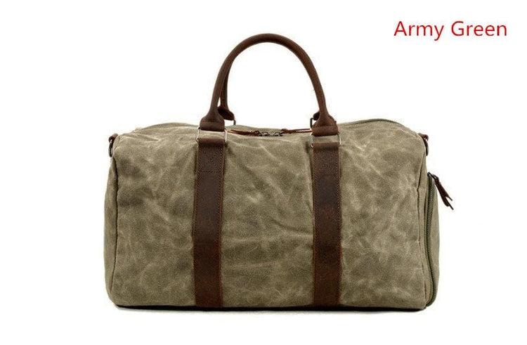 mens leather canvas outdoor duffel