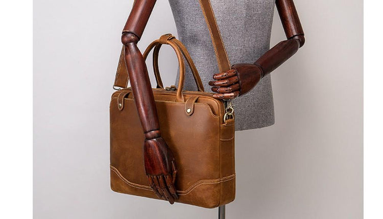 Sac porte-documents en cuir vintage pour homme marron