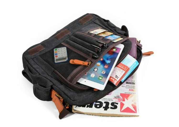 Denim Canvas Messenger Bag Leather