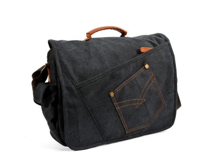 handmade Denim Canvas Messenger Bag