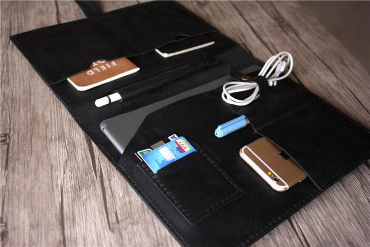 black leather portfolio case