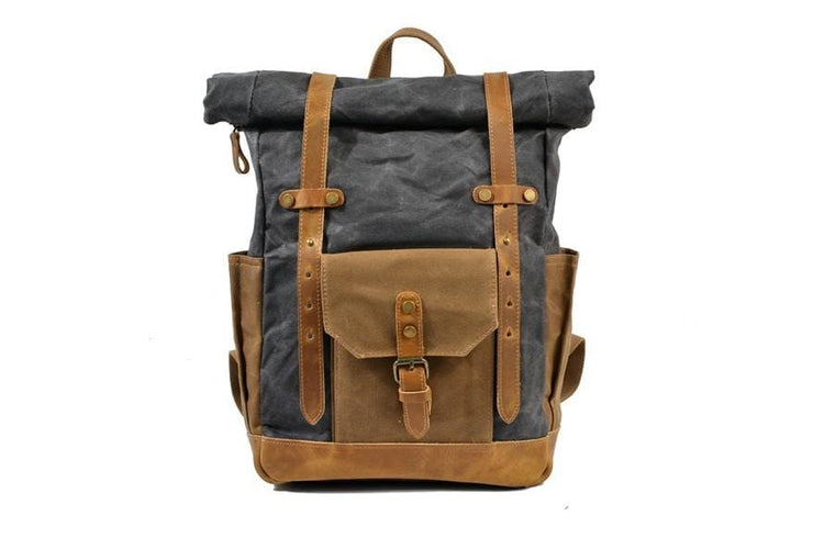 men's & women's grey waxed canvas backpack rucksack