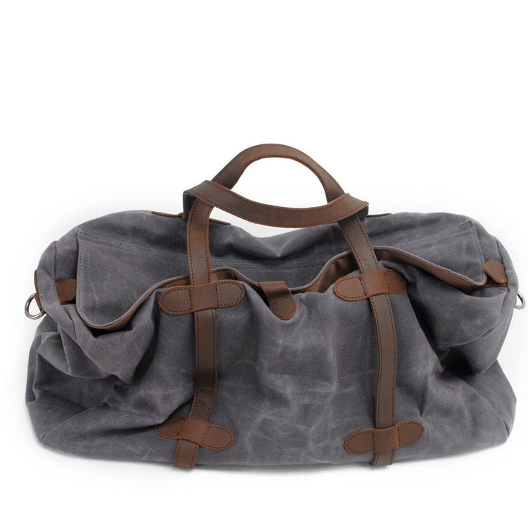 grey canvas duffle bag weekender