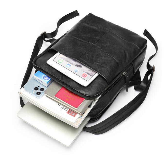 Womens Travel Black Leather Backpack Purse Bag