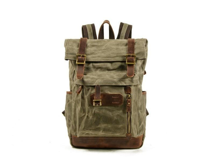 green small canvas backpack mens
