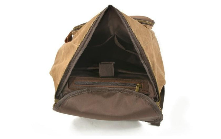vintage canvas backpack with leather
