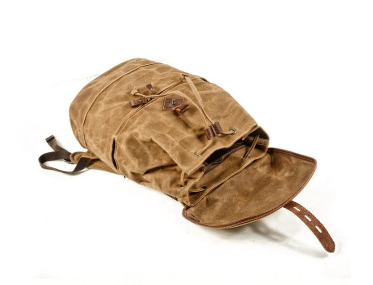 large Canvas & Leather Backpack Bag