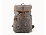 grey Canvas & Leather Backpack Bag 