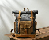 handmade grey canvas backpack bag