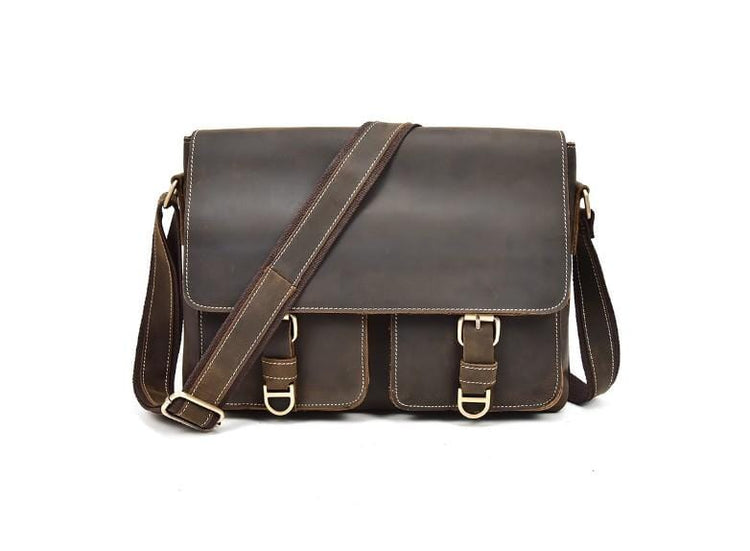 womens brown leather messenger bag