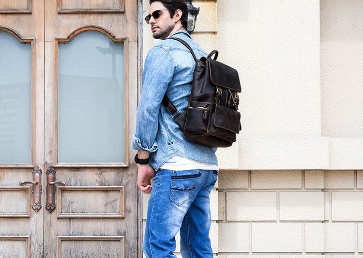 italian brown leather backpack purse