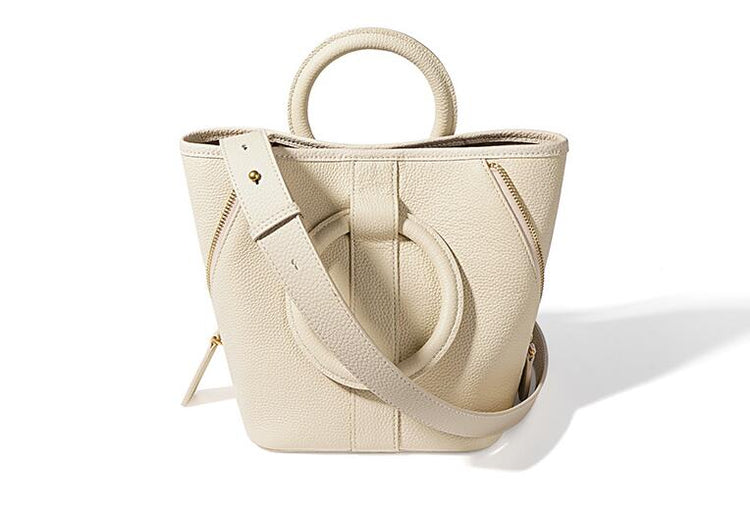 White Women's Leather Tote Handbag