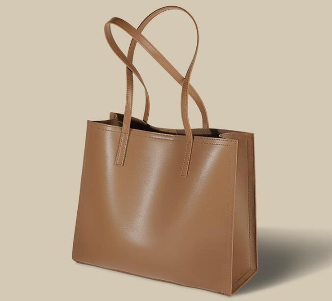 Brown Leather Shoulder Tote Handbag