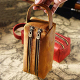 Brown Large Leather Pencil Case Pen Bag